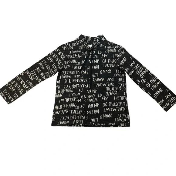 SCAPA Lauren Perre Black White Word Graphic Turtleneck Sweatshirt Womens Size S - Picture 4 of 10